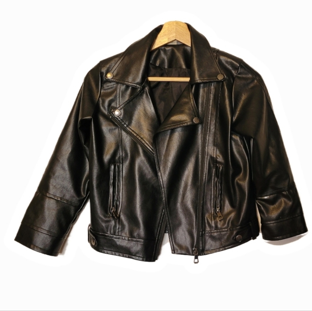 LEHOUR - Girls Vegan Leahthet Motorcycle (Moto) Jacket